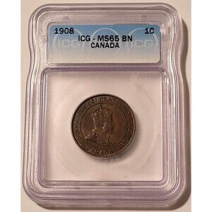 Canada Edward VII 1908 Large Cent MS65 BN ICG